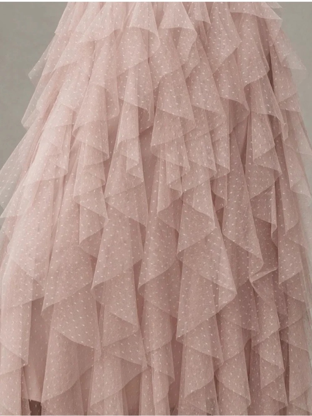 Anthropologie Cheri Tulle Layered Tiered Polka Dot Midi Skirt in Dusty Pink, 2X - Picture 14 of 16